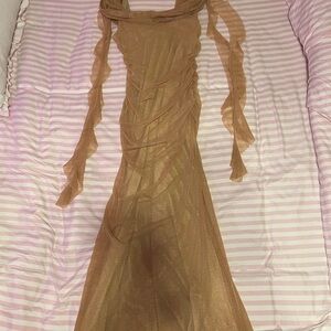 Cider Shimmering Brown Long Sleeve Dress